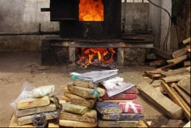 Droga foi incinerada no matadouro de Varginha Droga apreendida pelas autoridades e incinerada em Minas