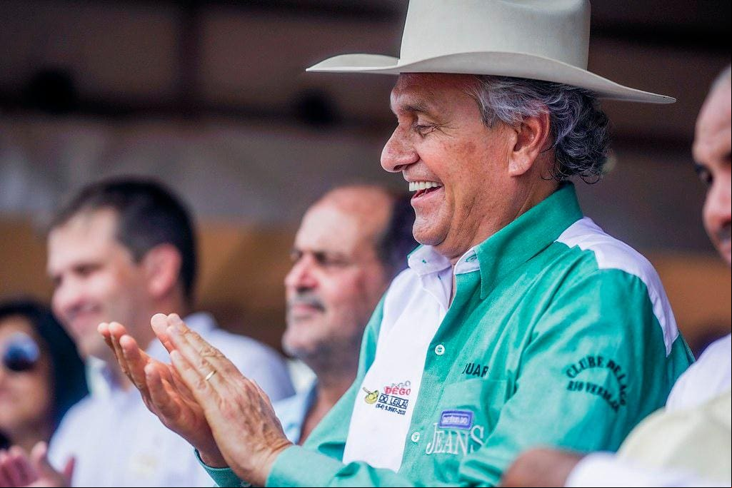 Ronaldo Caiado, em encontro com produtores e trabalhadores rurais, no interior de Goiás