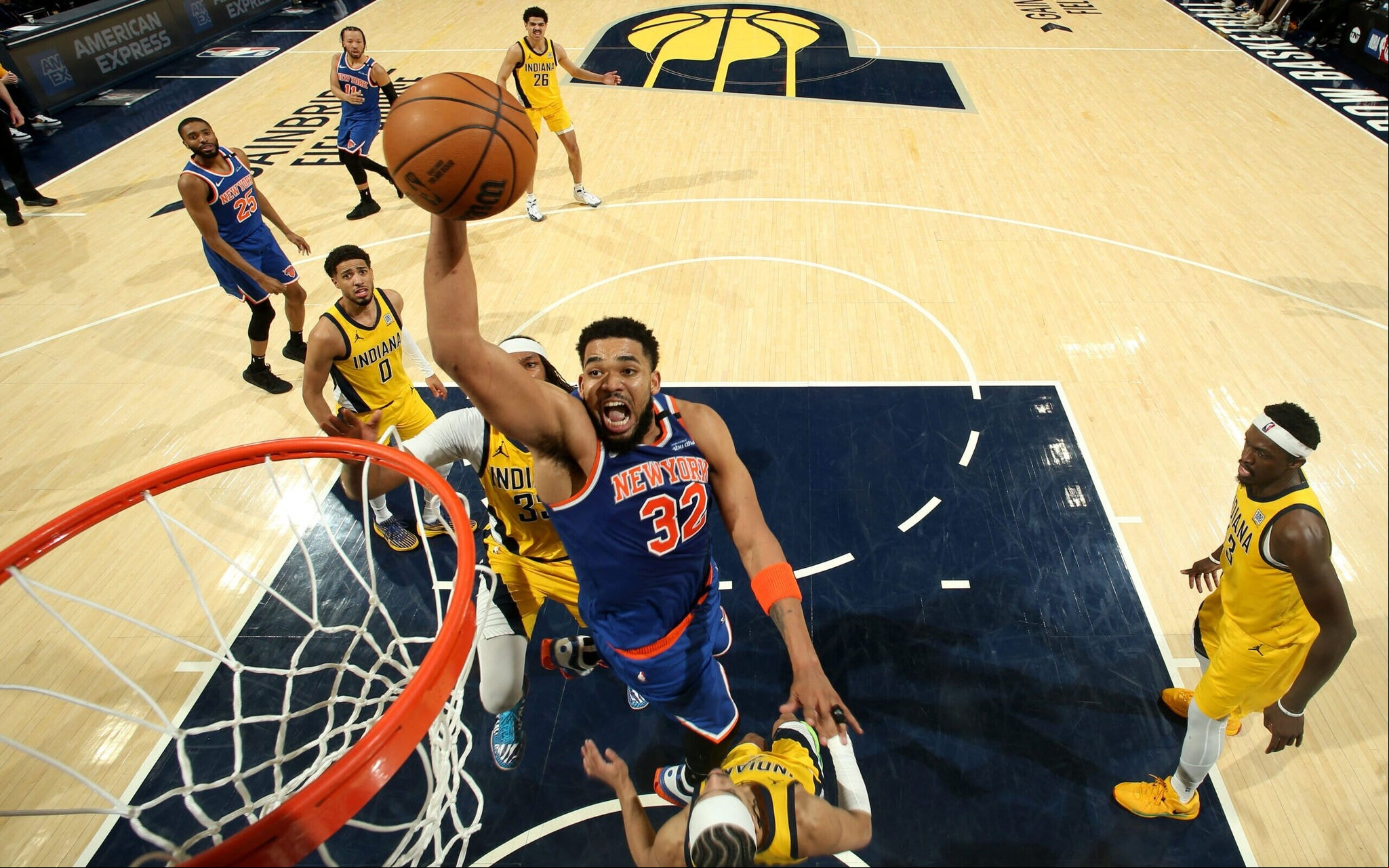 O New York Knicks Indiana Pacers venceu o Indiana Pacers por 106 a 100 (Foto: Nathaniel S. Butler/AFP)