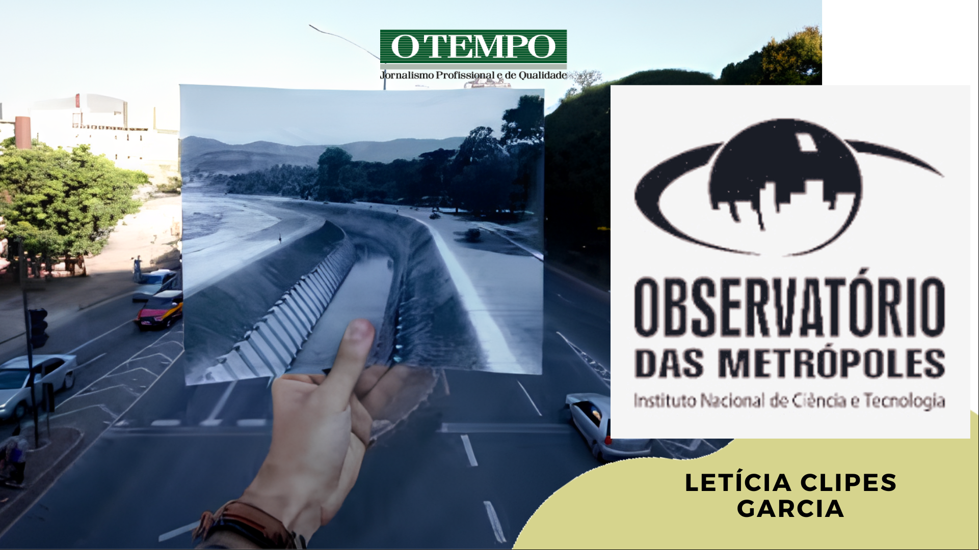 Imagem de antes e depois da construção de avenida sobre o curso do ribeirão Arrudas em Belo Horizonte