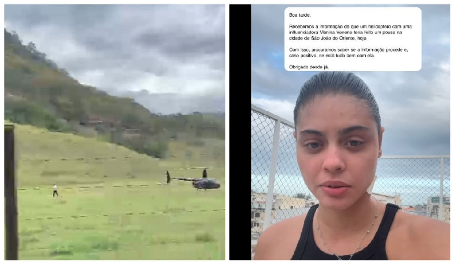 Vídeo mostra uma aeronave pousada em uma área de pasto