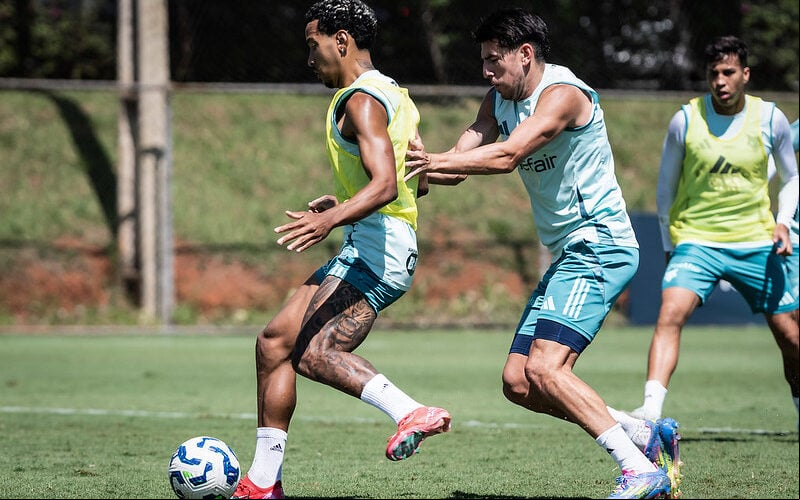 Matheus Pereira e Villalba devem enfrentar o Unión de Santa Fe nesta quarta-feira (28), no Mineirão (Foto: Gustavo Aleixo/Cruzeiro)